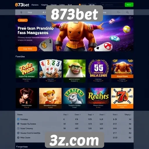 Navegação e design do site de jogos 873bet